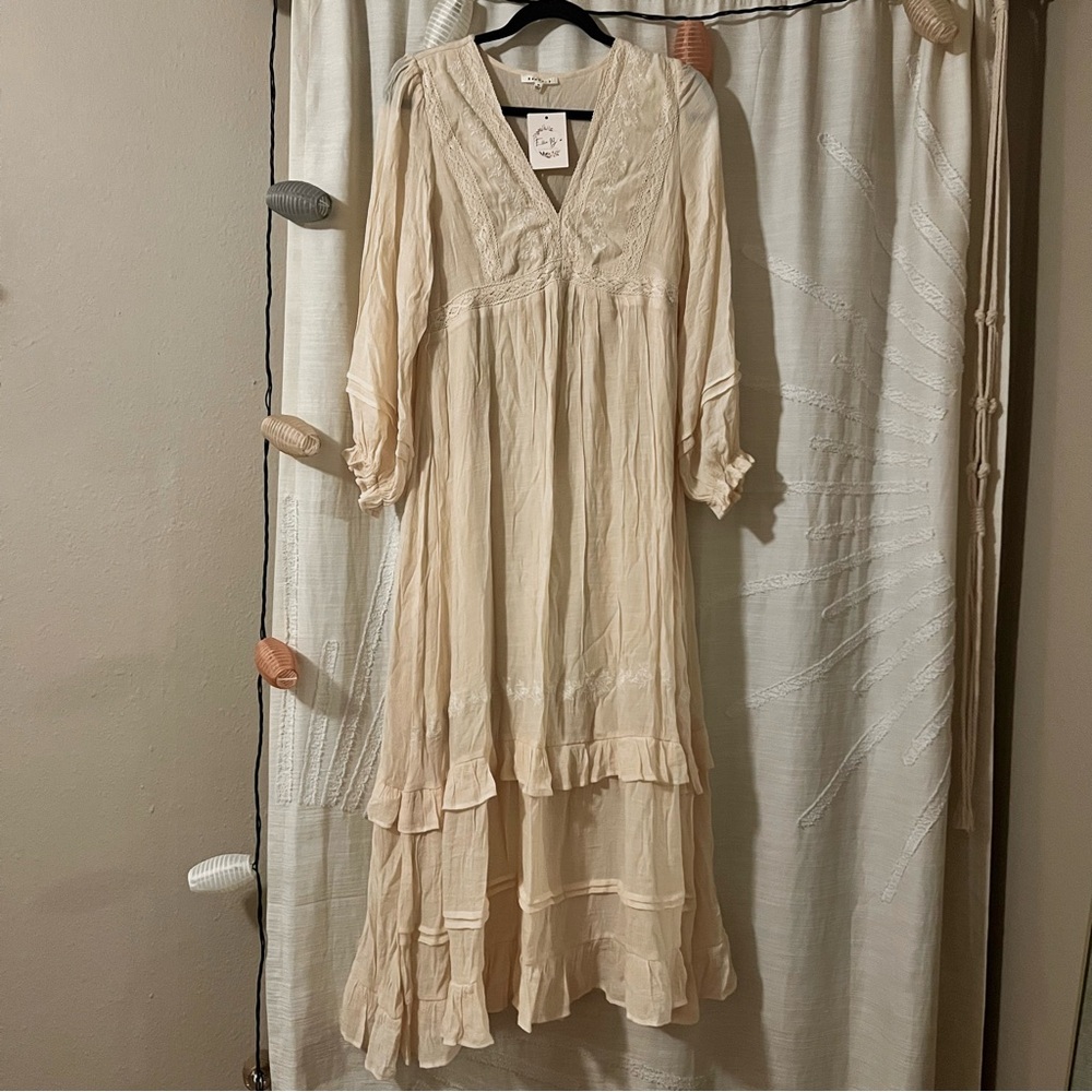 NWT Baevely Cream Embroidered Maxi Dress